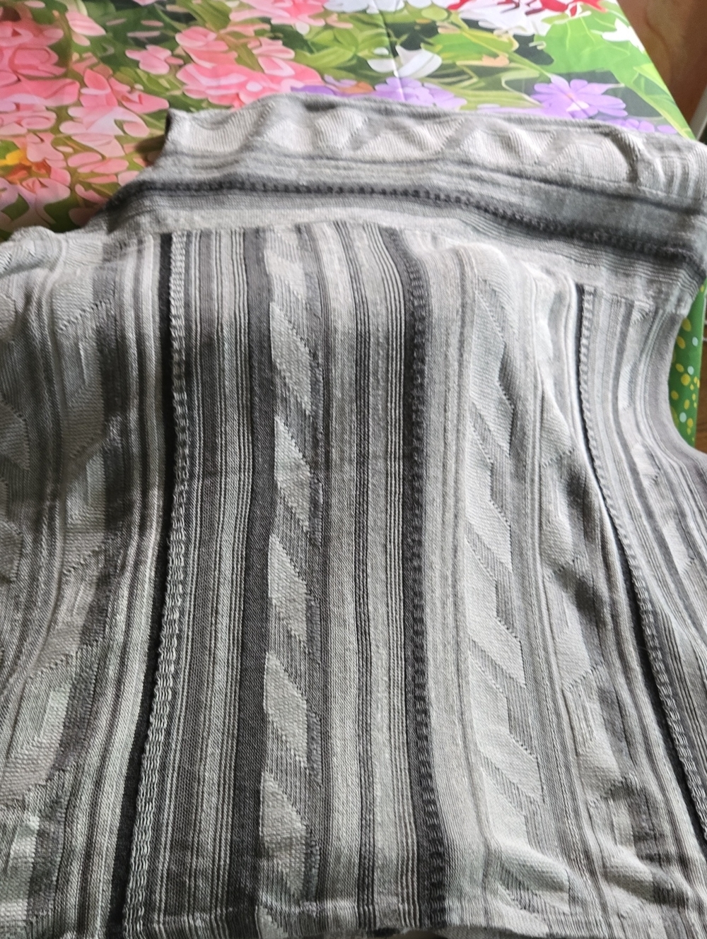 Gray Striped Knit Light Weight Poncho